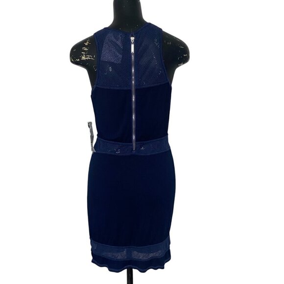 NEW YFB Fabric and Net Body-con Dress in Navy Blue Size Large - Picture 4 of 7